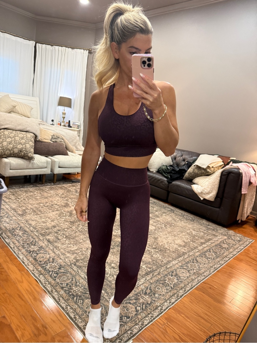 BuffBunny Deep Plum High-Waist Seamless Leggings & bra set